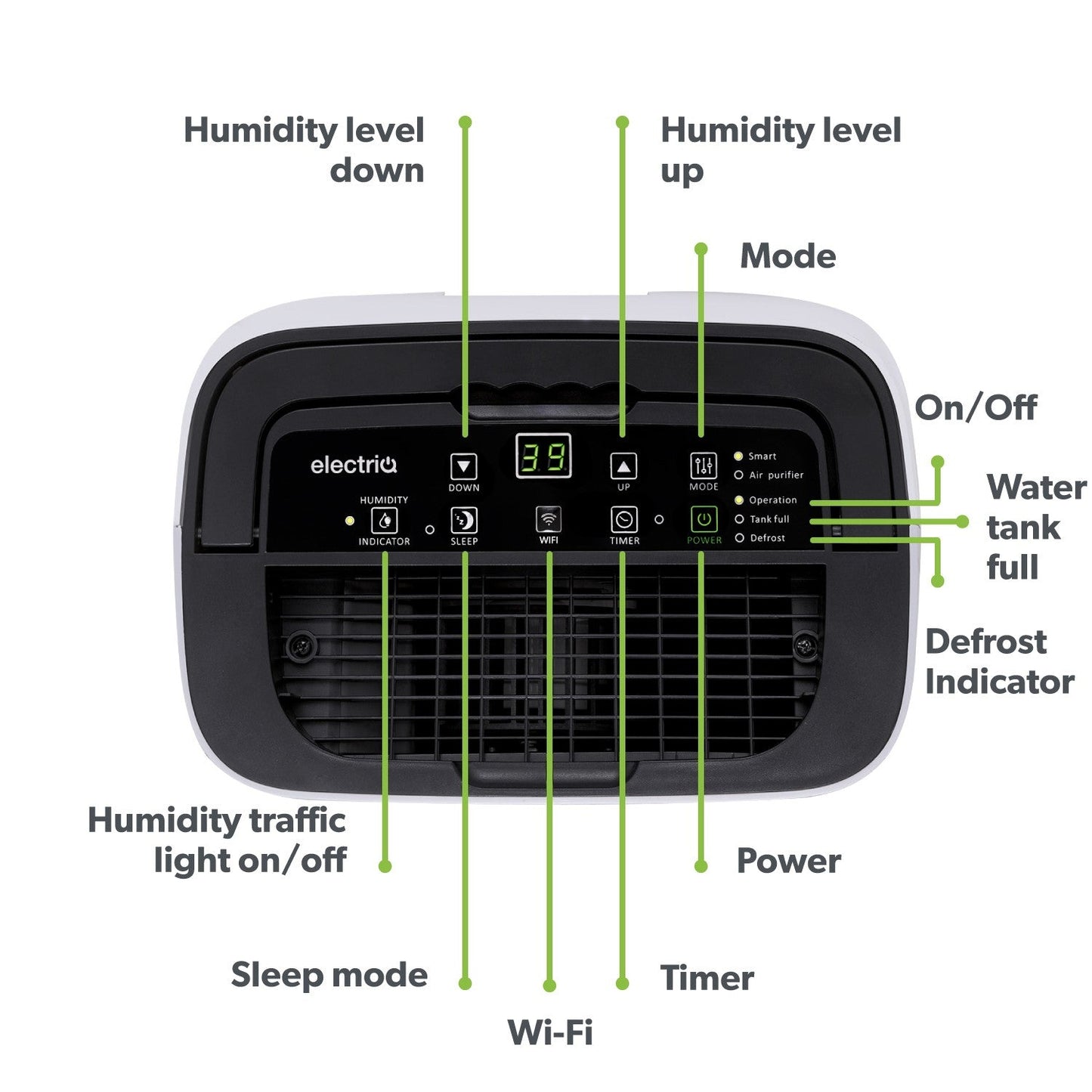 electriQ 12L Quiet Low-Energy Smart Dehumidifier