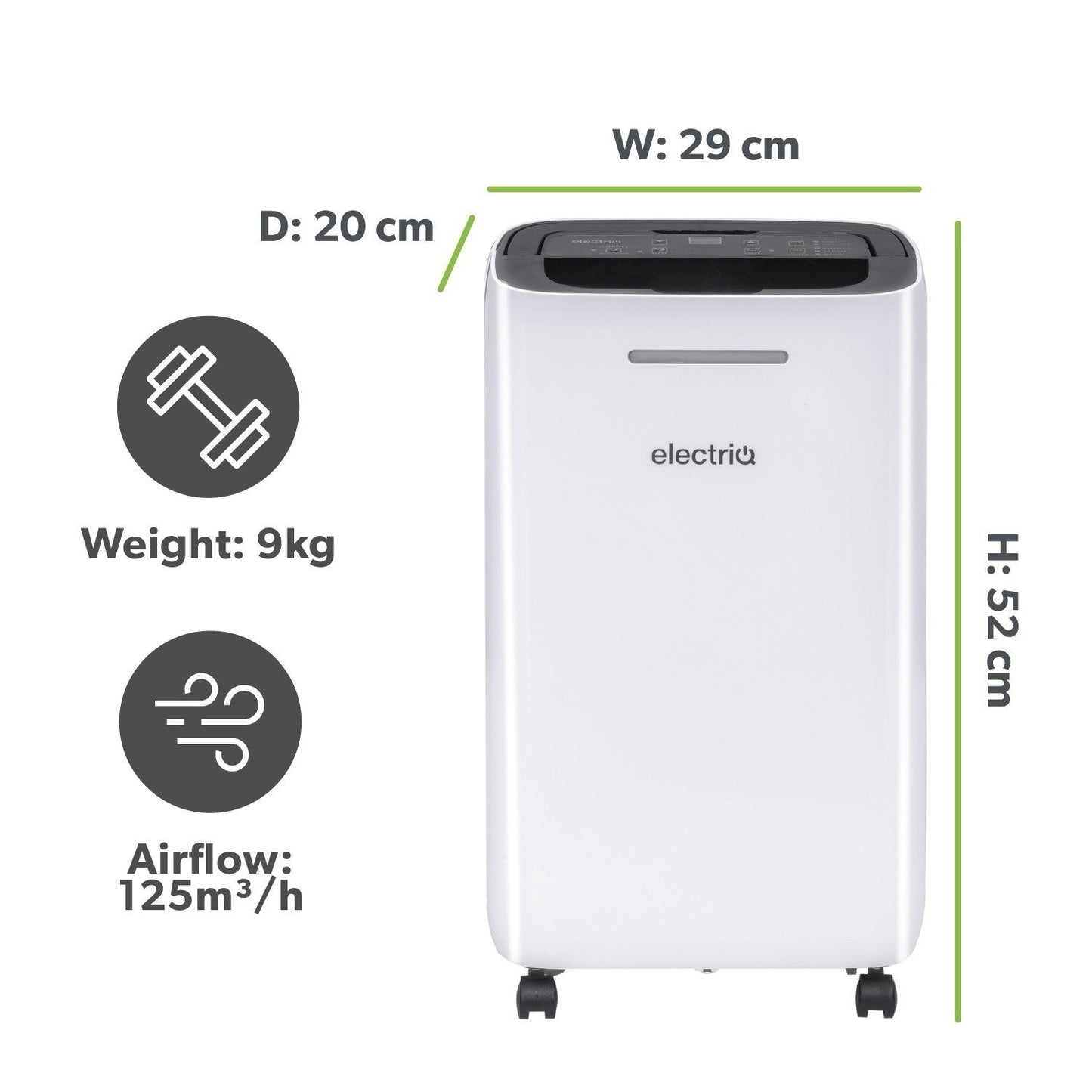 electriQ 12L Quiet Low-Energy Dehumidifier - White